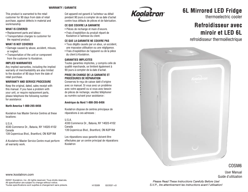 Image de la première page du manuel de l'appareil COSM6