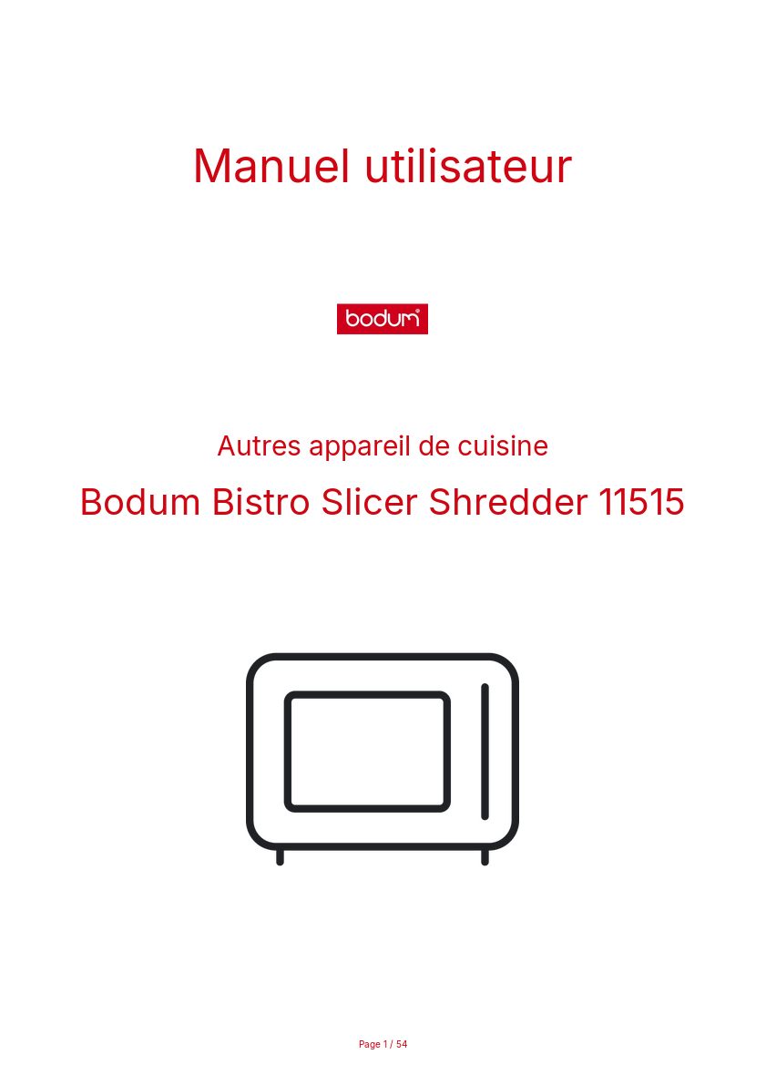 Image de la première page du manuel de l'appareil Bistro Slicer Shredder 11515