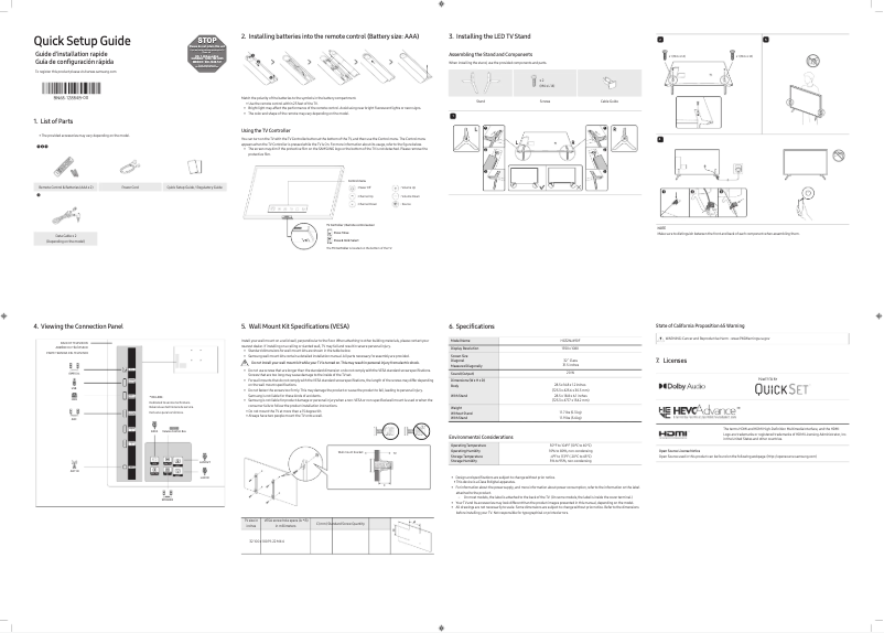 Page 1 de la notice Manuel utilisateur Samsung HG32NJ690FF