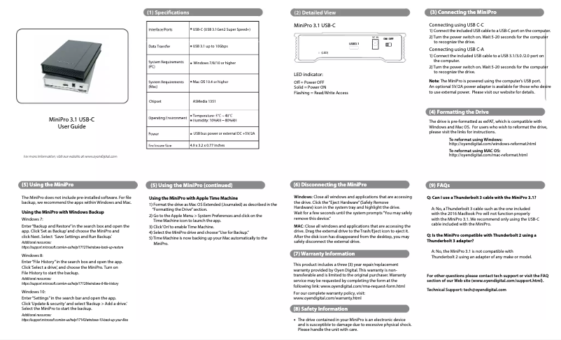 Image de la première page du manuel de l'appareil MiniPro 3.1 USB-C