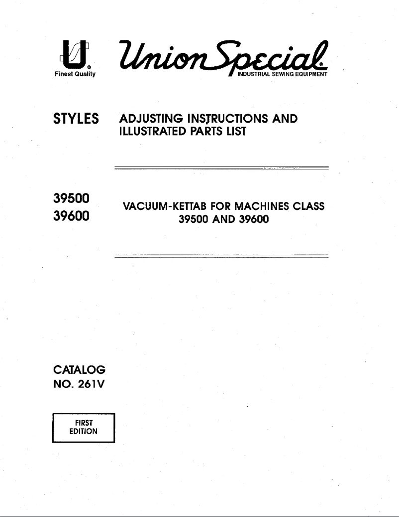 Page 1 de la notice Manuel utilisateur Union Special 39500