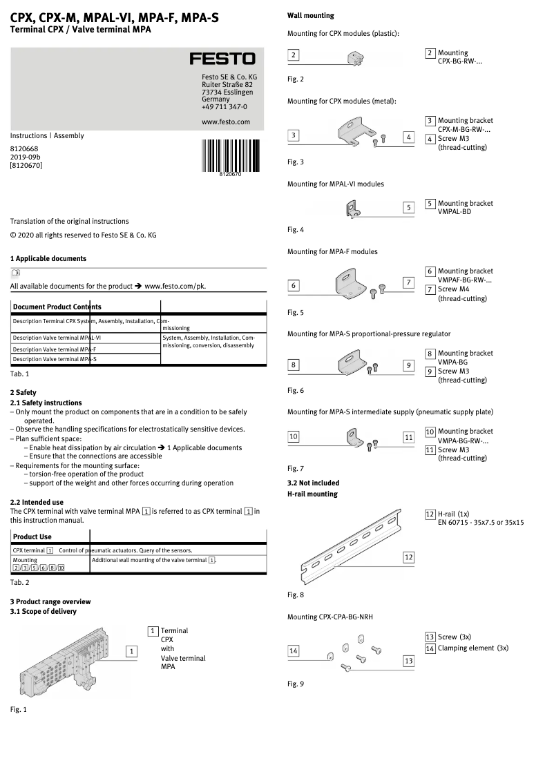 Page n°1 - Instructions / montage Festo MPAL-VI