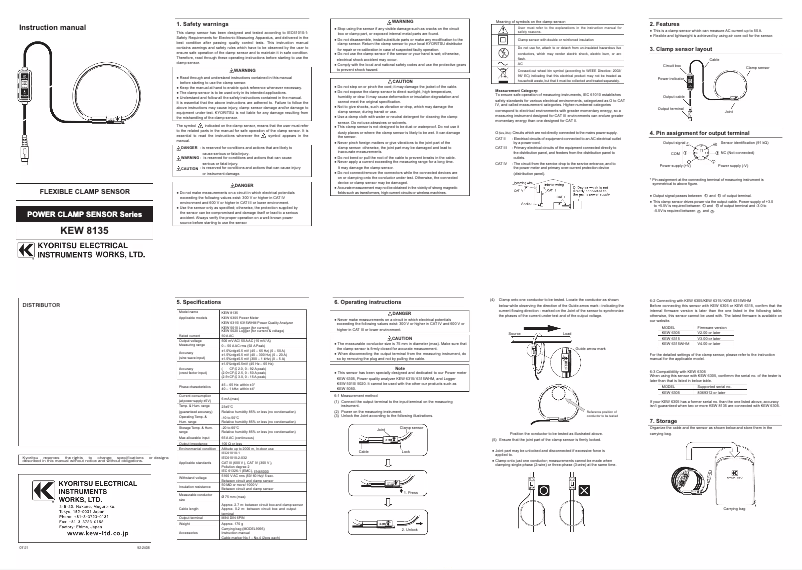 Page n°1 - Manuel utilisateur Kyoritsu KEW 8135