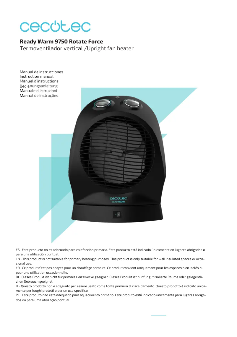 Page 1 de la notice Manuel utilisateur Cecotec Ready Warm 9750 Rotate Force