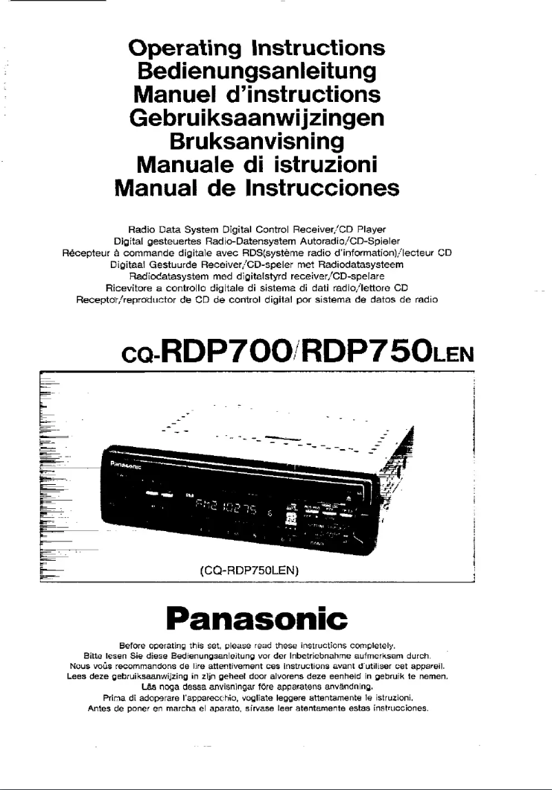 Page 1 de la notice Manuel utilisateur Panasonic CQ-RDP75OL