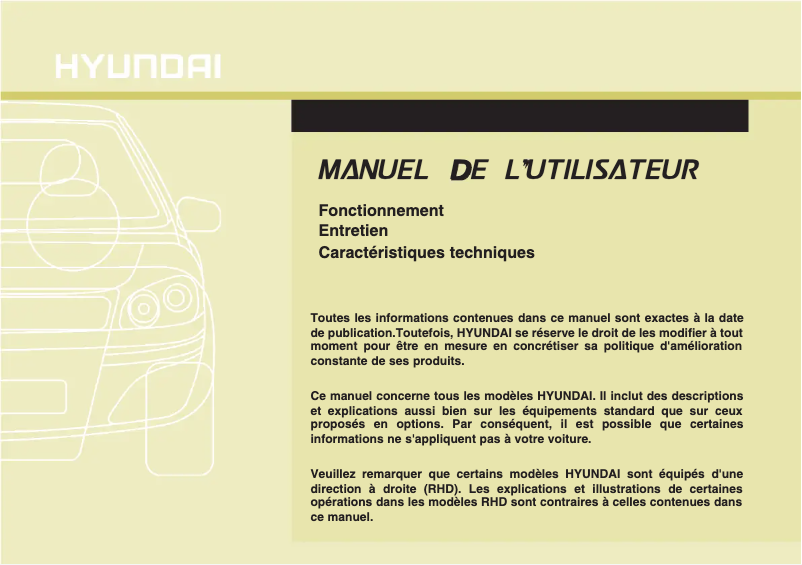 Page 1 de la notice Manuel utilisateur Hyundai ix35 (2011)