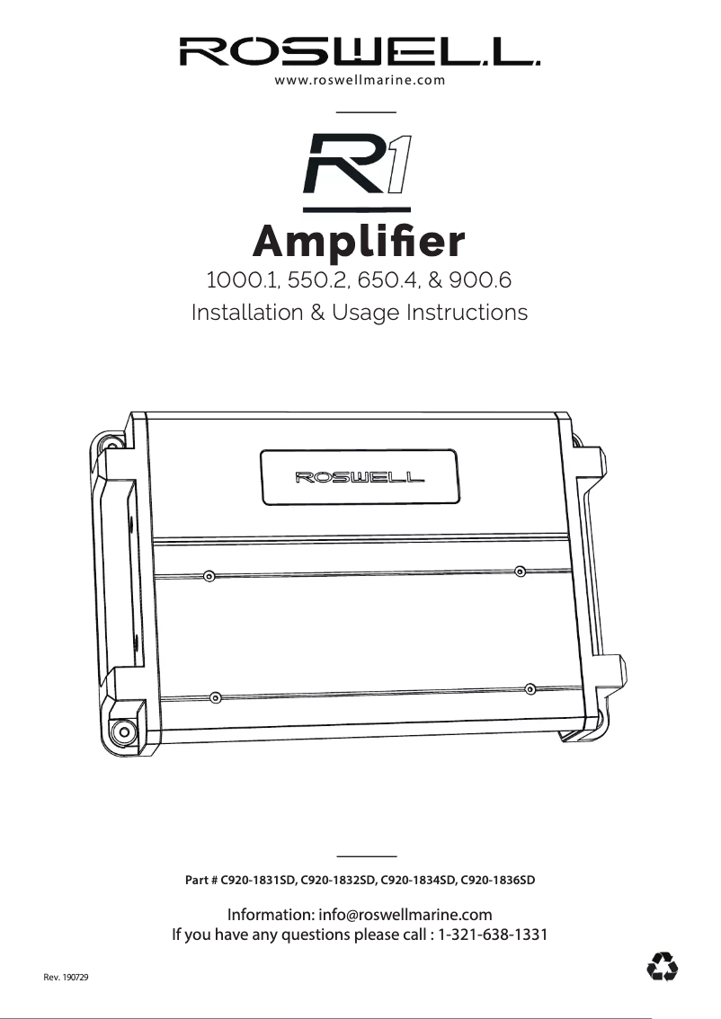 Page n°1 - Manuel utilisateur Roswell R1 1000.1