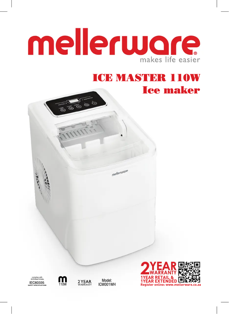 Página 1 del manual Manual de usuario Mellerware Ice Master ICM001WH