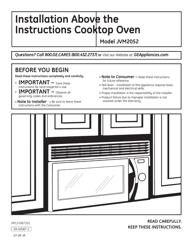 Image de la première page du manuel de l'appareil Spacemaker JVM2052DNWW