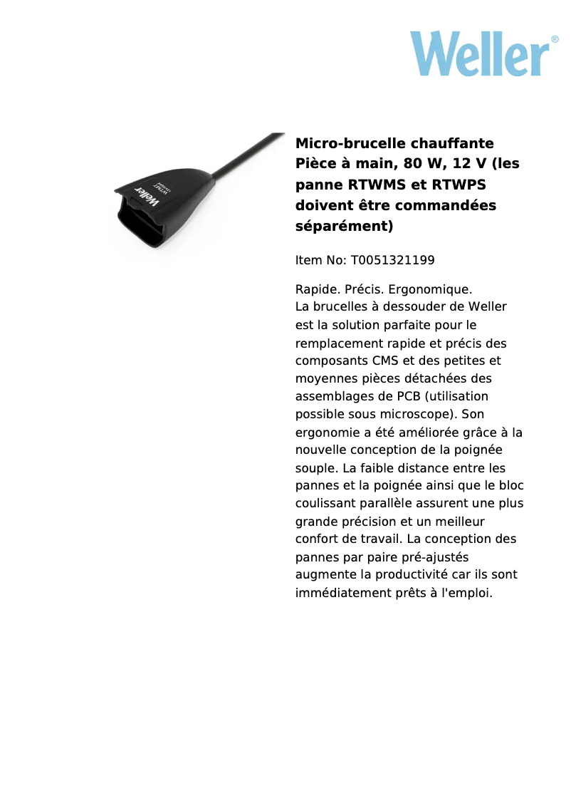 Page n°1 - Fiche technique Weller WTMT