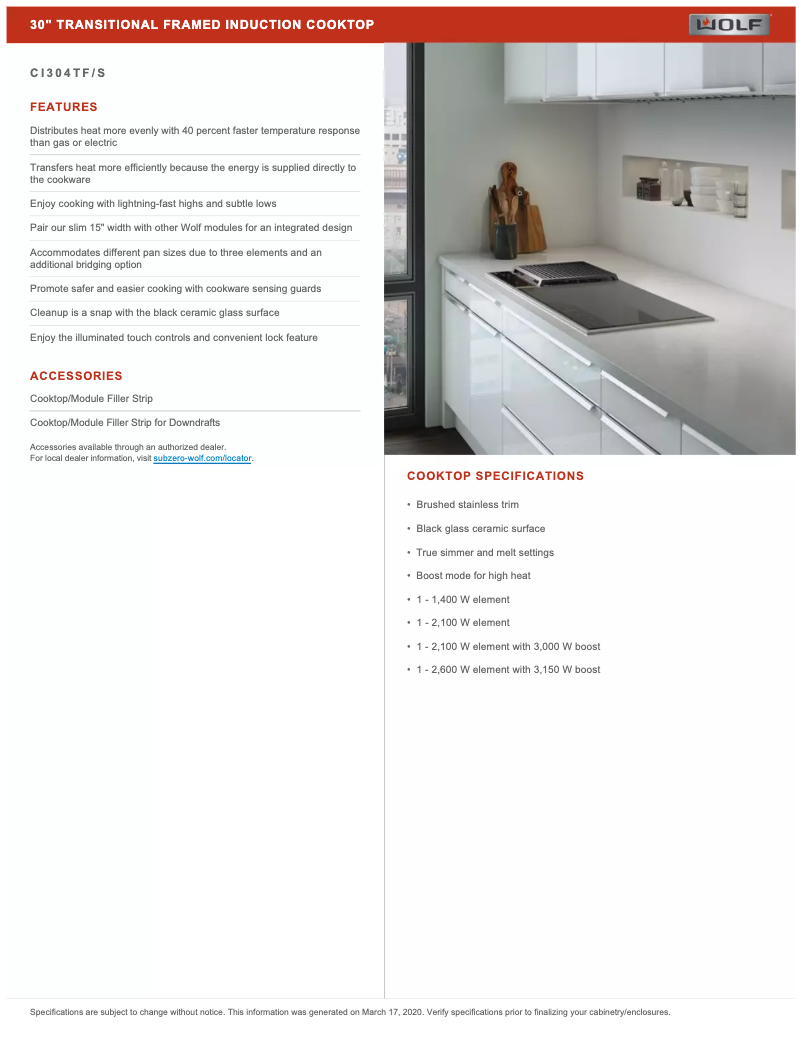 Page 1 de la notice Manuel utilisateur Wolf CI304TF/S