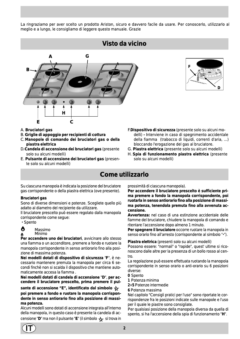 Page 1 de la notice Manuel utilisateur Ariston Thermo PF 760 AST