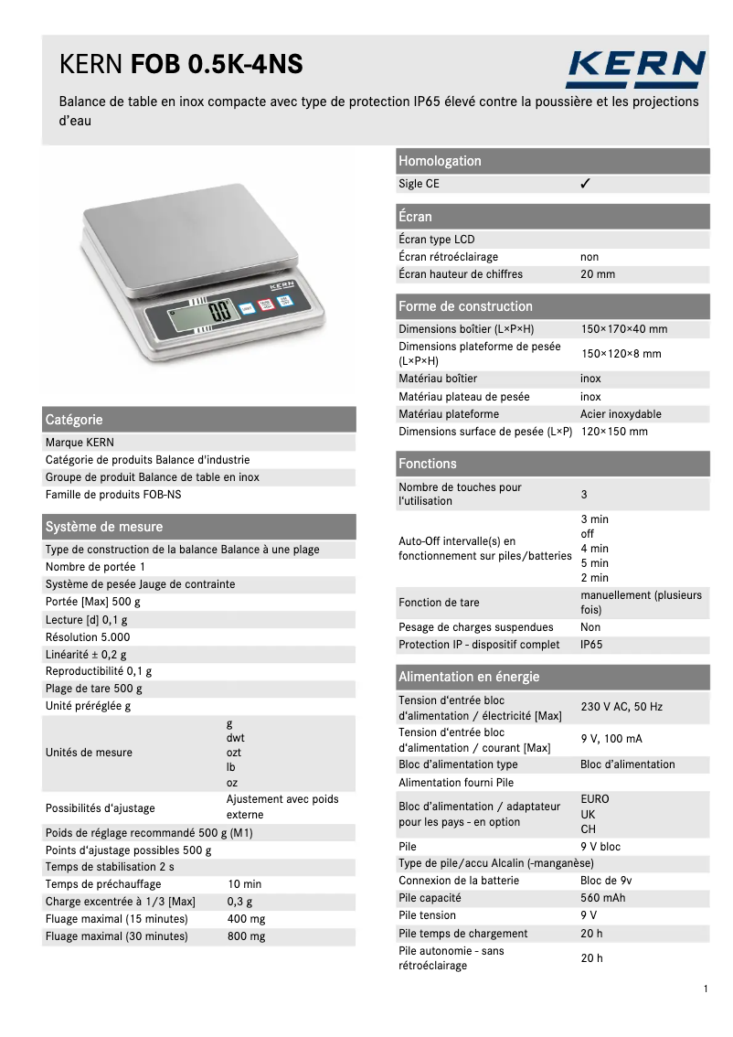 Image de la première page du manuel de l'appareil FOB 0.5K-4NS