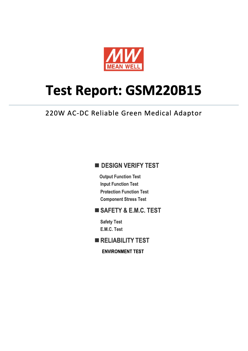 Page n°1 - Fiche technique Mean Well GSM220B15-R7B