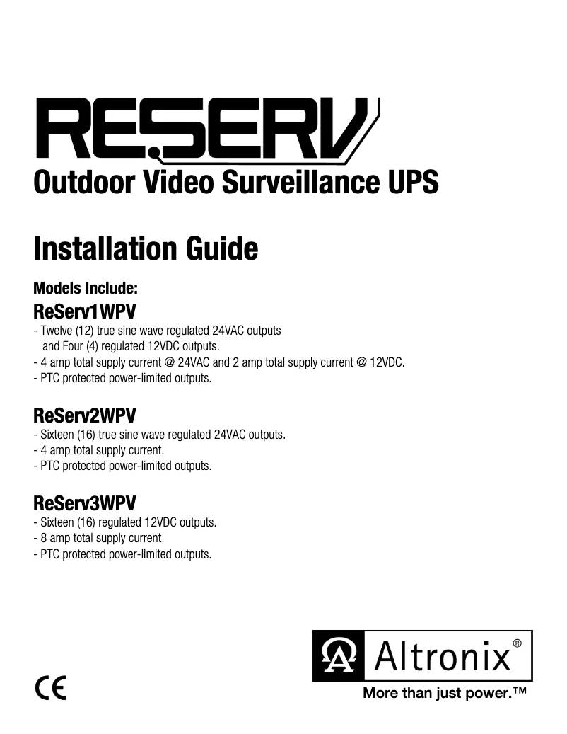 Page n°1 - Manuel utilisateur Altronix ReServ 1WPV