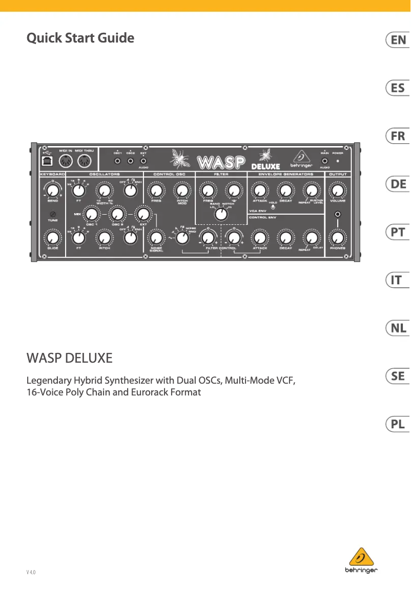 Image de la première page du manuel de l'appareil Wasp Deluxe