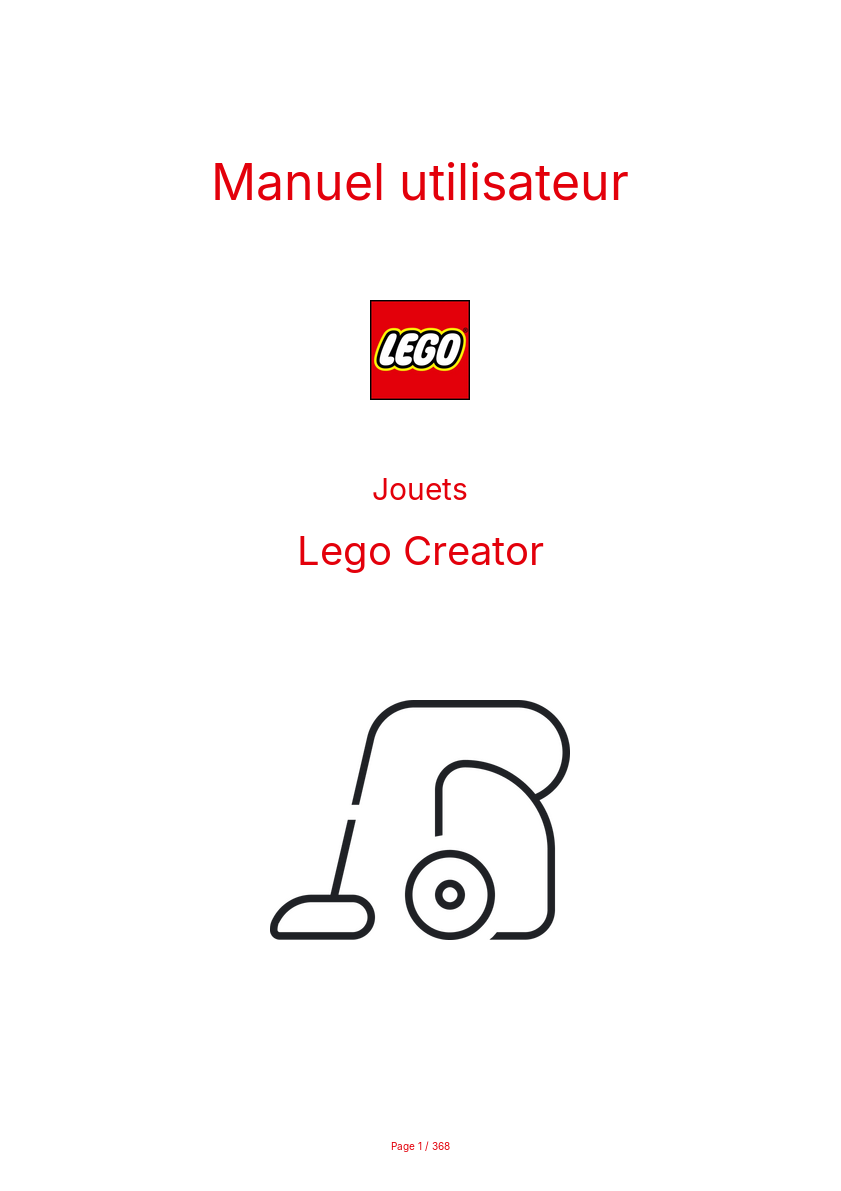 Page n°1 - Manuel utilisateur Lego Creator