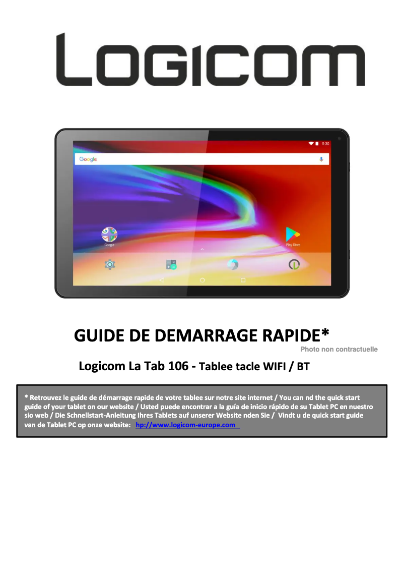 Page 1 de la notice Manuel utilisateur Logicom La Tab 106