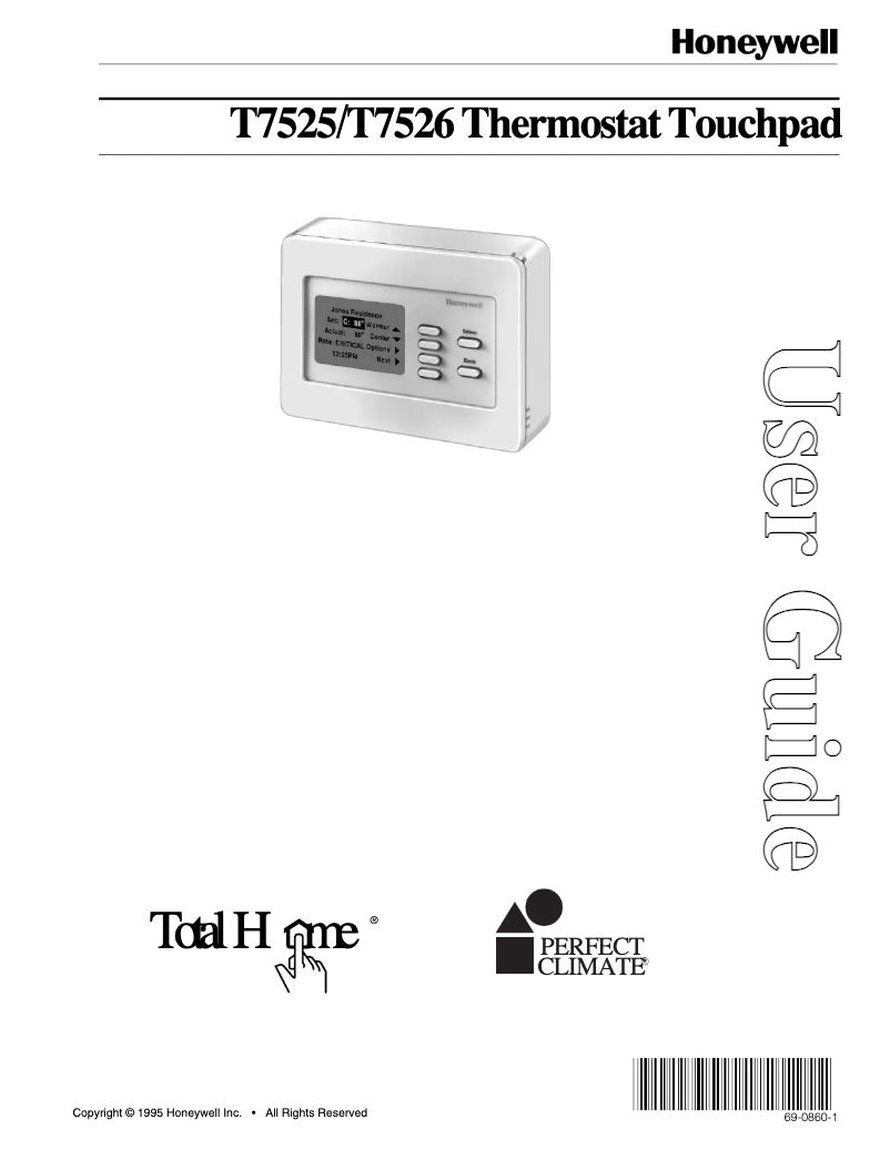 Page n°1 - Manuel utilisateur Honeywell T7525