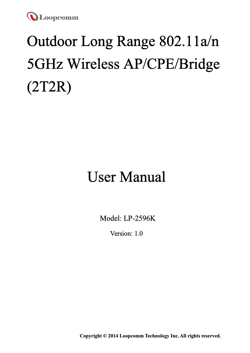 Page n°1 - Manuel utilisateur Premiertek LP-2596K