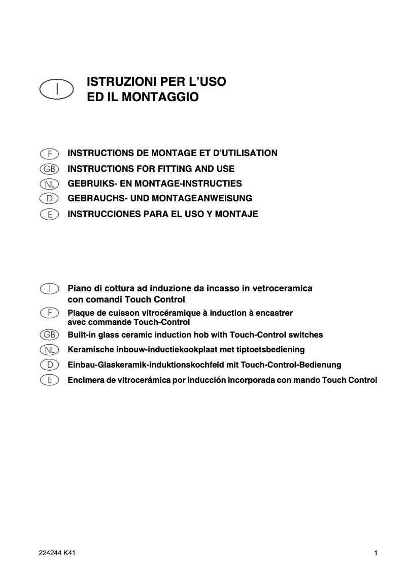 Page 1 de la notice Manuel utilisateur Smeg SE2642ID1