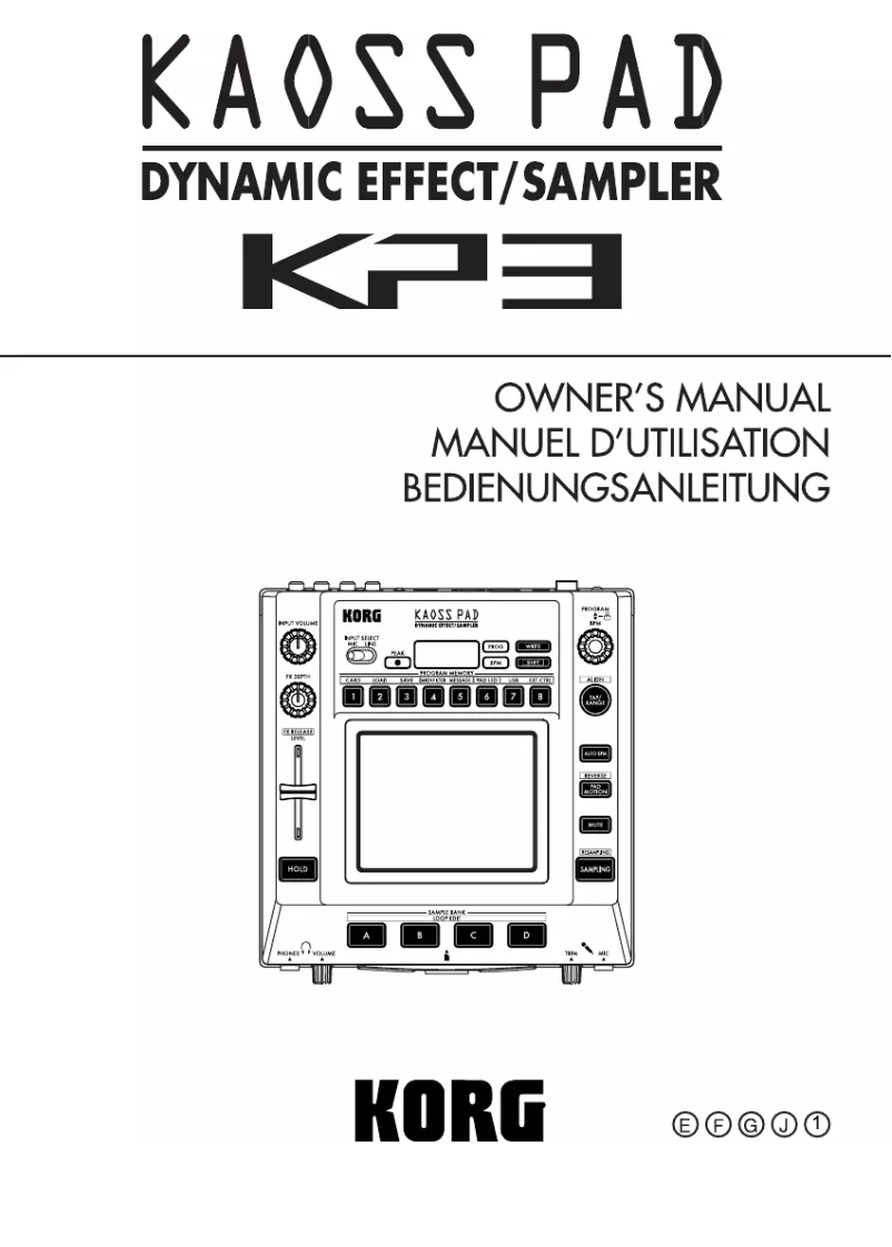Page 1 de la notice Manuel utilisateur Korg Kaoss PAD KP3