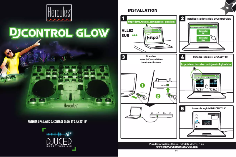 Page 1 de la notice Mode d'emploi Hercules DjControl Glow