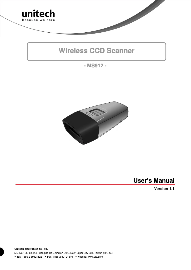 Page 1 de la notice Manuel utilisateur Unitech MS912
