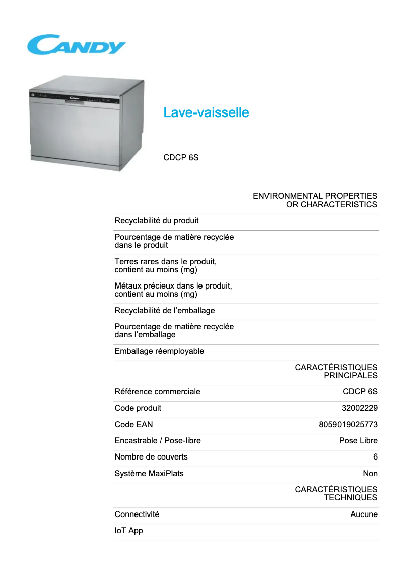 Image de la première page du manuel de l'appareil CDCP 6S