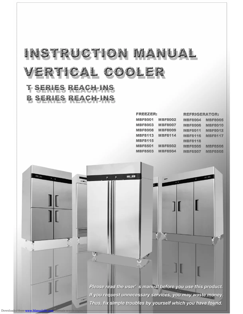 Page n°1 - Manuel d'utilisation et d'entretien Atosa Commercial MBF8508