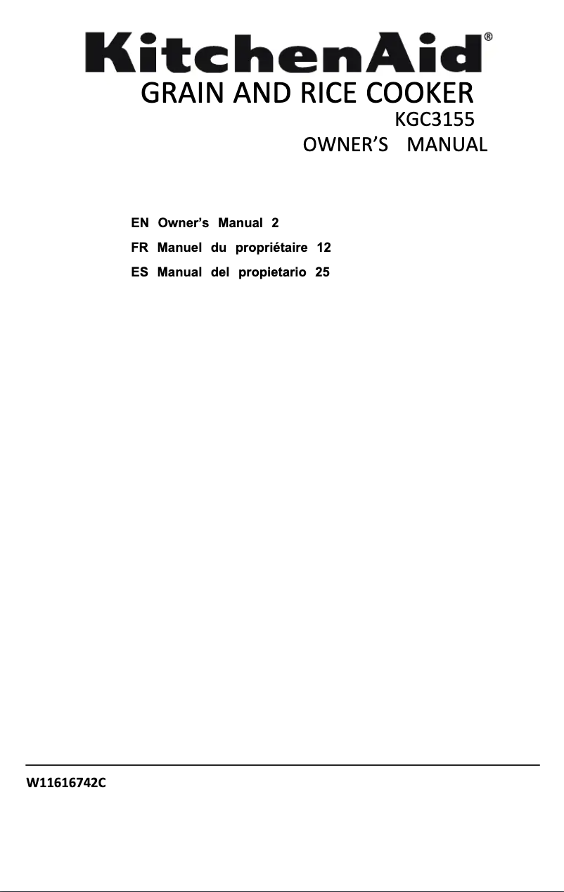 Página 1 del manual Manual de usuario KitchenAid KGC3155