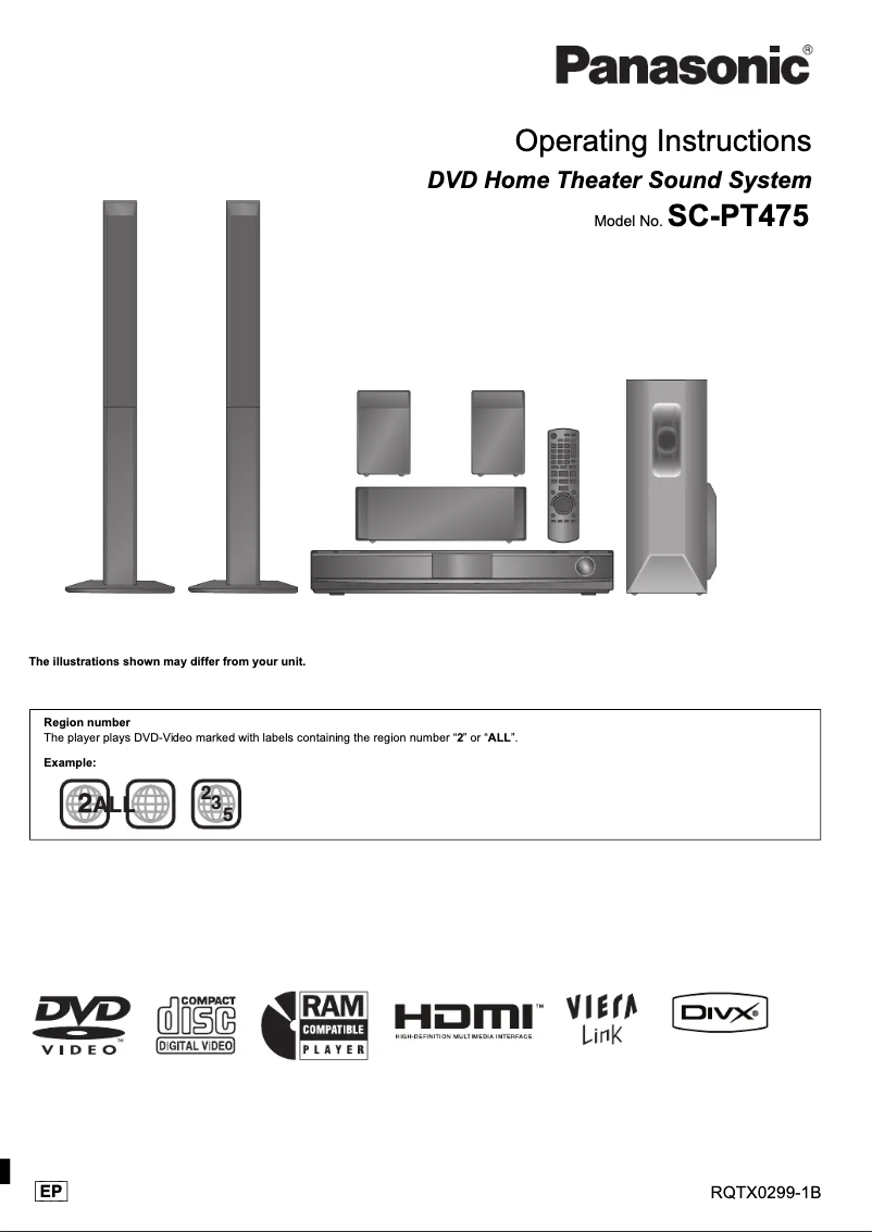 Page 1 de la notice Manuel utilisateur Panasonic SC-PT475