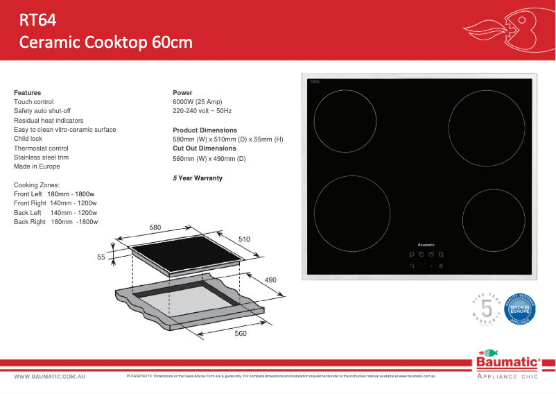 Page n°1 - Fiche technique Baumatic RT64
