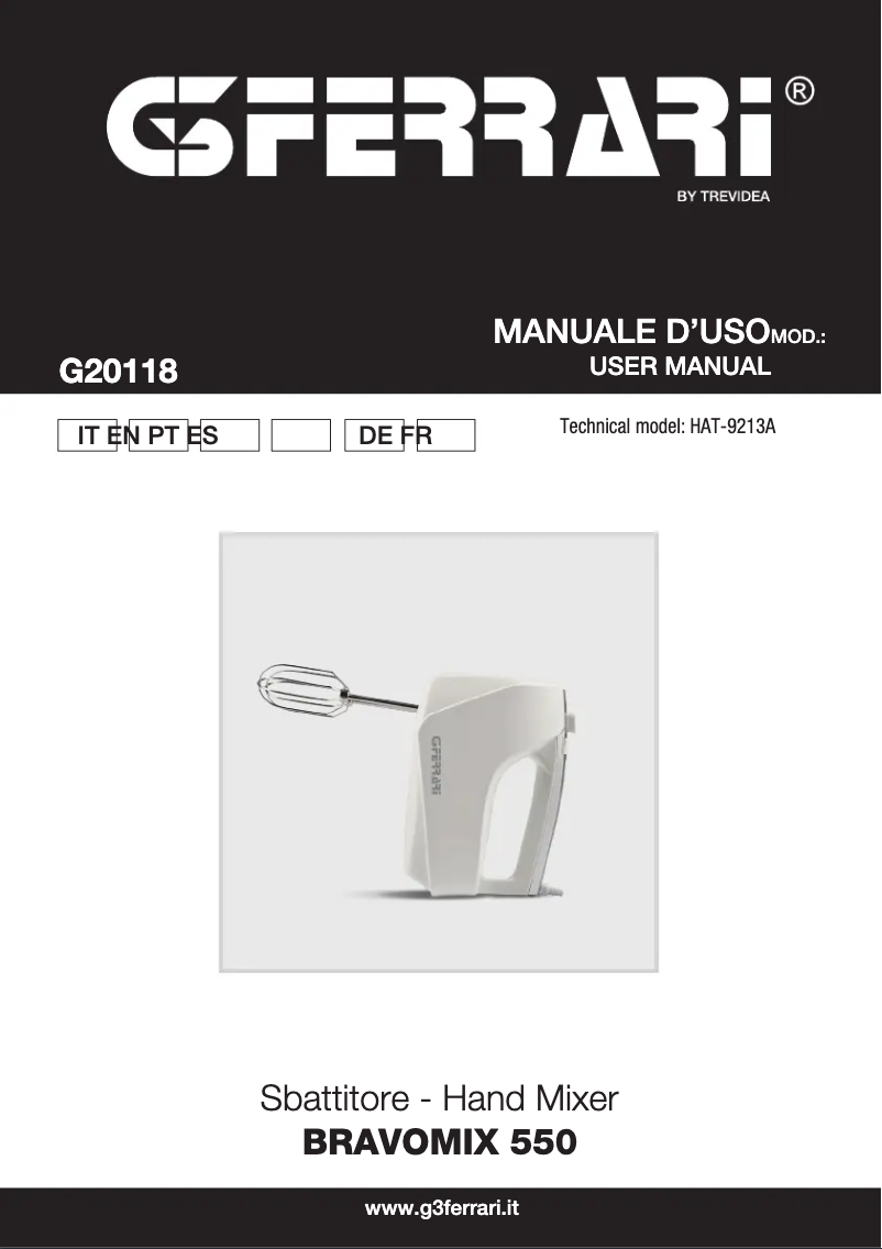 Image de la première page du manuel de l'appareil Bravomix 550 G20118