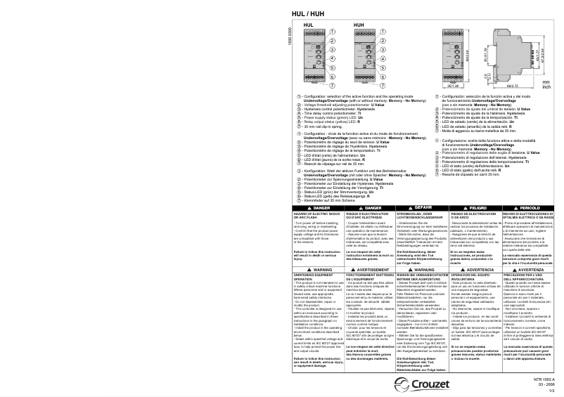 Page 1 de la notice Manuel utilisateur Crouzet HUH