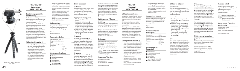 Image de la première page du manuel de l'appareil SSTS 1500 A1