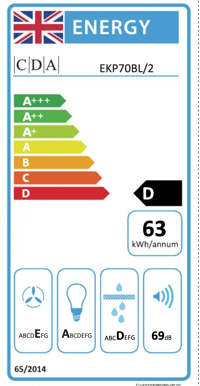 Page n°1 - Label énergétique CDA EKP70BL