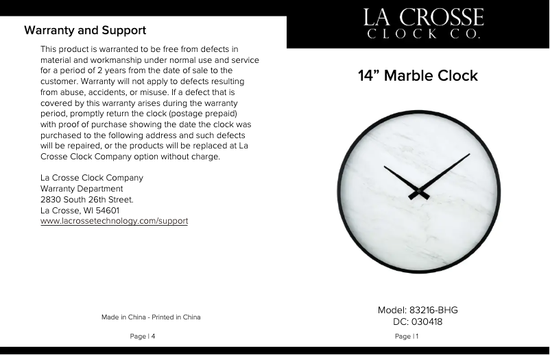 Image de la première page du manuel de l'appareil 83216-BHG