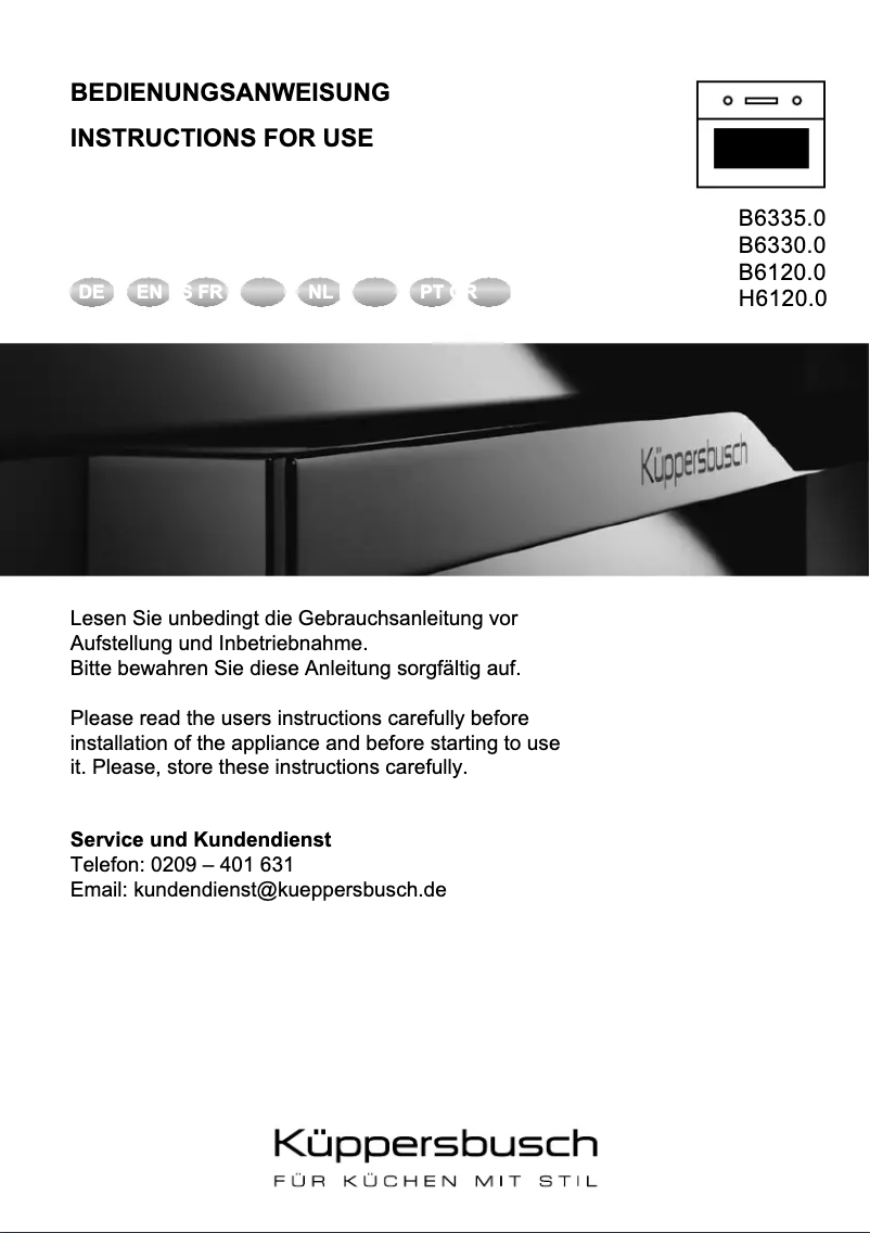 Page 1 de la notice Manuel utilisateur Küppersbusch B6330.0S1