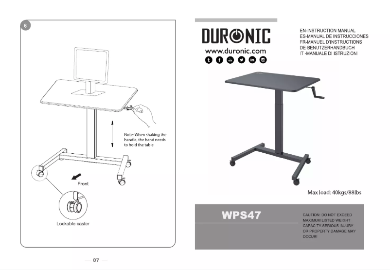 Page 1 de la notice Manuel utilisateur Duronic WPS47