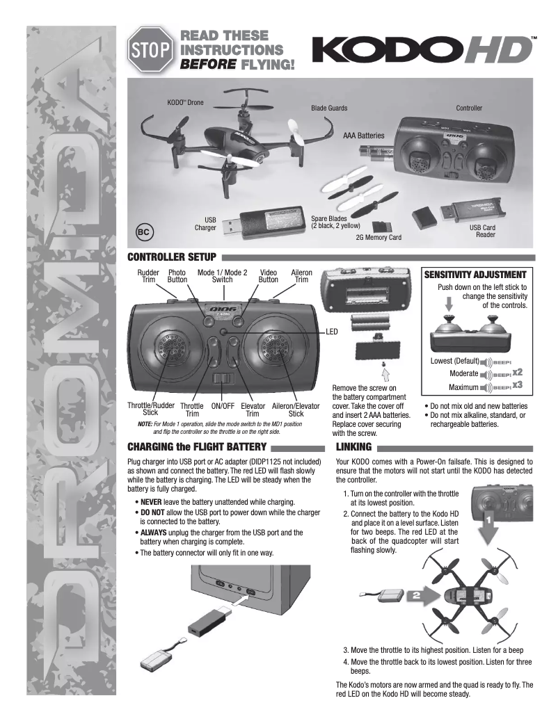 Page 1 de la notice Manuel utilisateur Dromida KODO HD