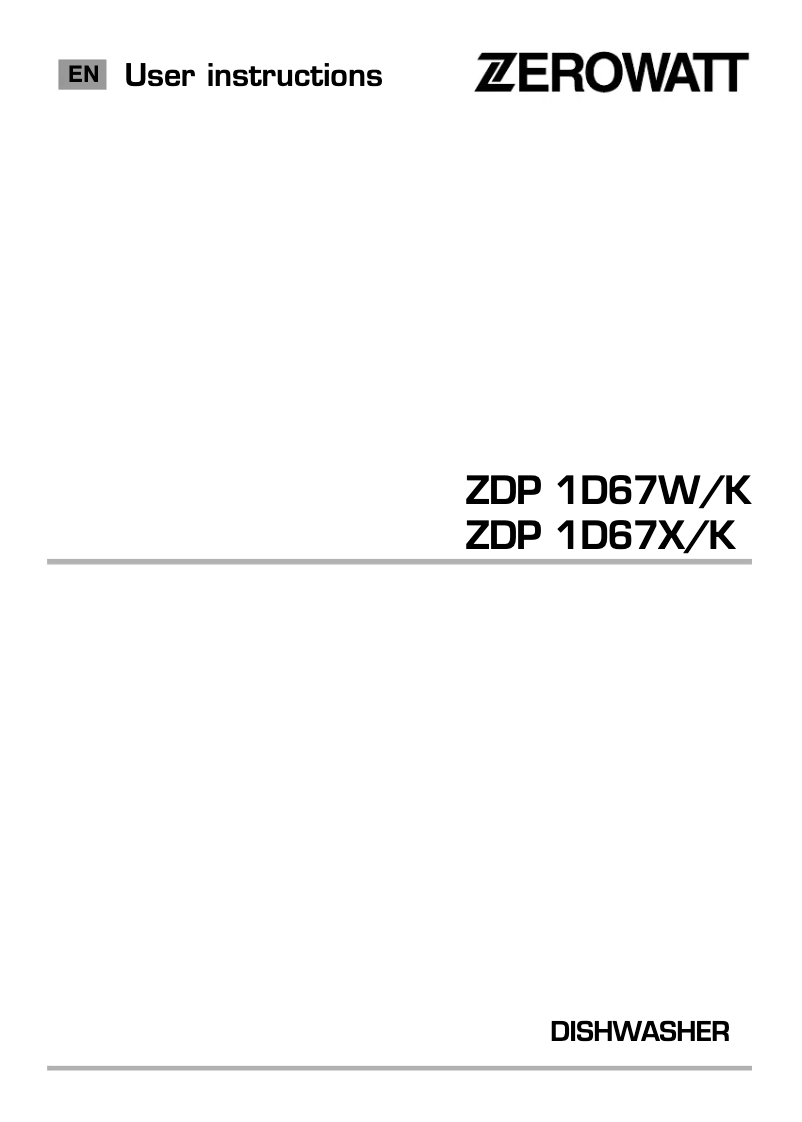 Página 1 del manual Manual de usuario Zerowatt ZDP 1D67W/K