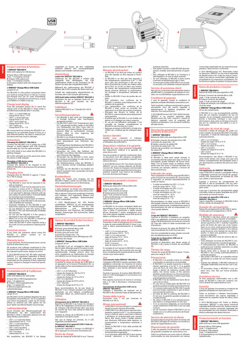 Page n°1 - Manuel utilisateur Skross Reload 6