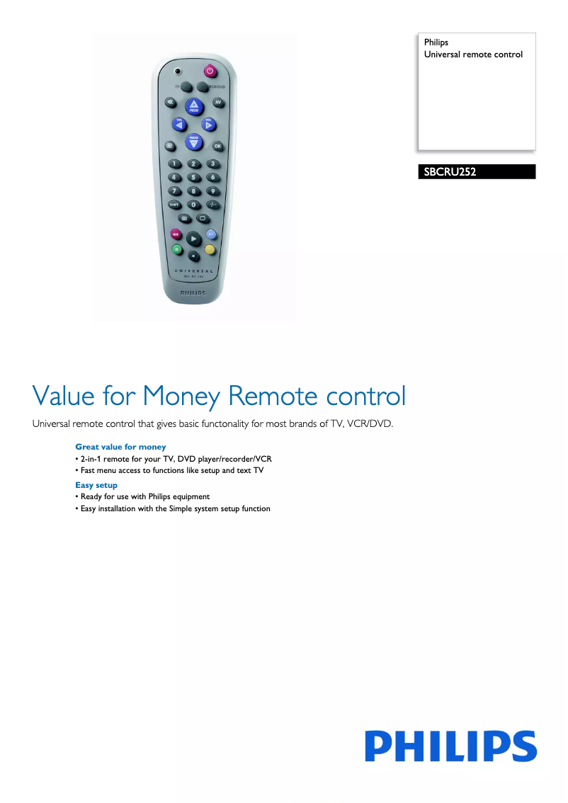 Página 1 del manual Folleto Philips SBC RU 252