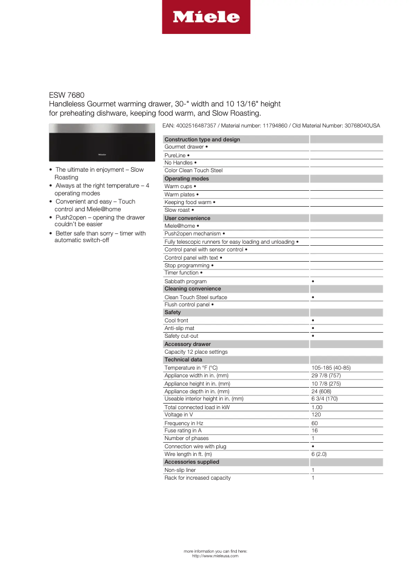 Image de la première page du manuel de l'appareil ESW 7680