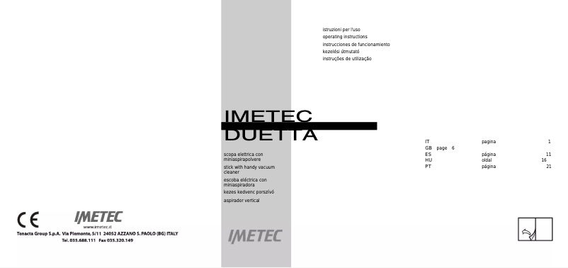 Page n°1 - Manuel utilisateur Imetec Duetta 8501