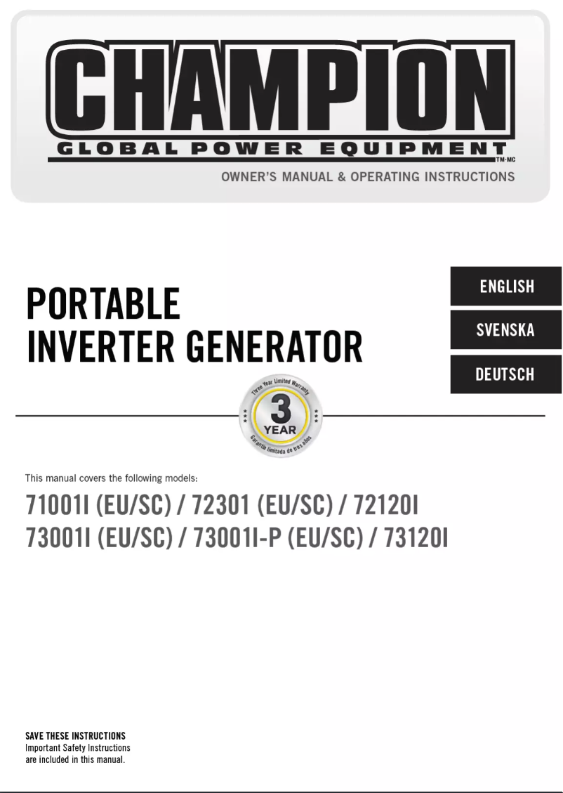 Page 1 de la notice Manuel utilisateur Champion 73001i-P