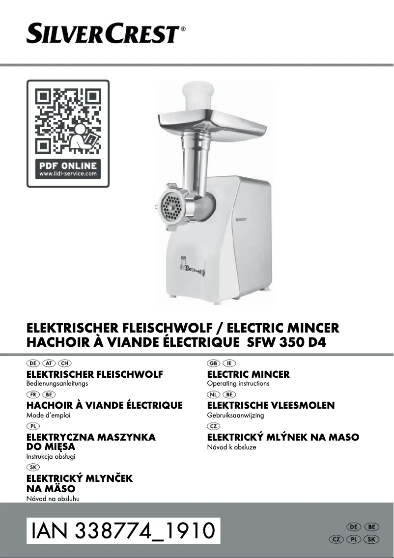 Page n°1 - Manuel utilisateur SilverCrest SFW 350 D4