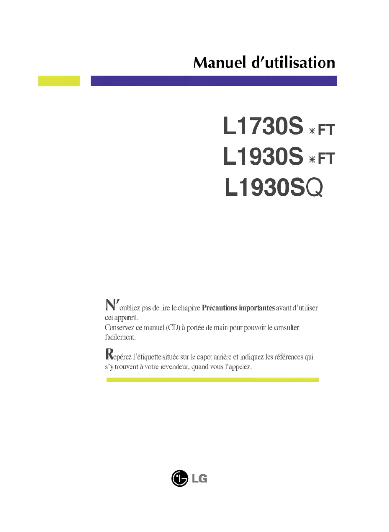 Image de la première page du manuel de l'appareil L1930BSFT