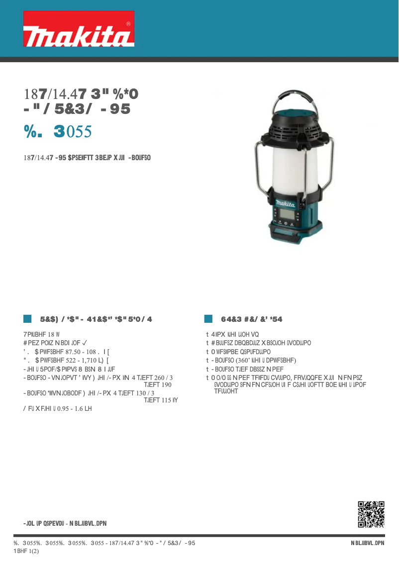Page n°1 - Fiche technique Makita DMR055